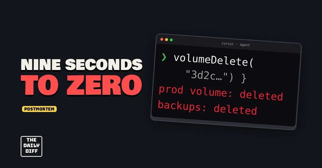 Cursor AI agent deleted PocketOS production Railway database in 9 seconds
