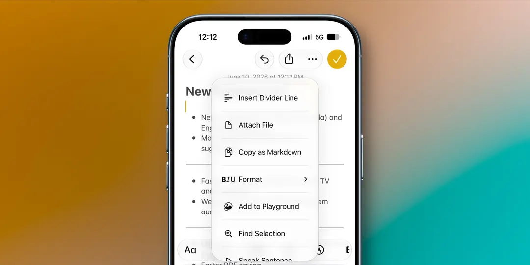 Apple Notes in iOS 27: dividers, section links, and Siri integration