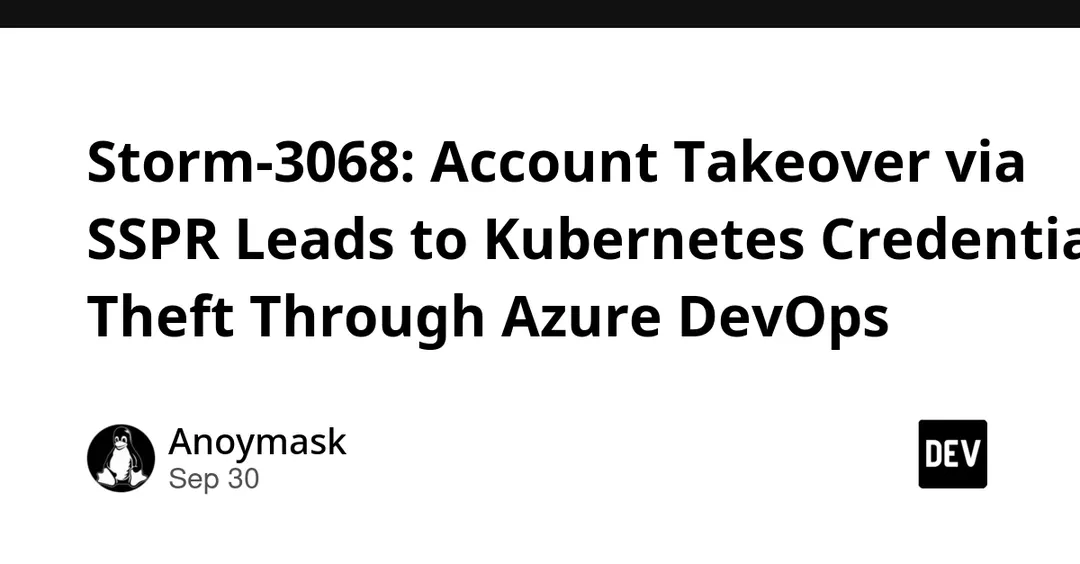 Storm-3068 hijacked account via SSPR and stole Kubernetes credentials