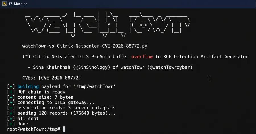 Exploit details for Citrix NetScaler CVE-2026-88772 reveal pre-auth shellcode path