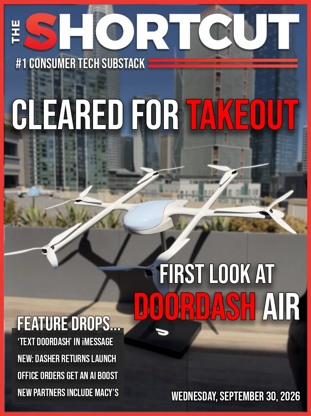 DoorDash unveils DoorDash Air drone for 5-minute food delivery