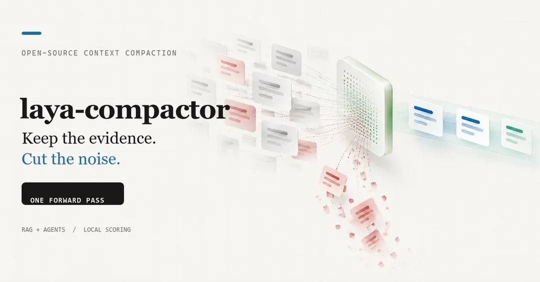 laya-compactor cuts RAG context tokens by 70% with no answer-quality loss