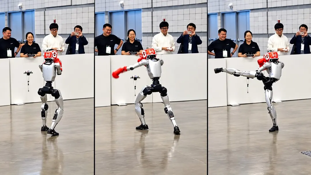 Unitree G1 humanoid kicks Hopcopter drone at IROS 2026