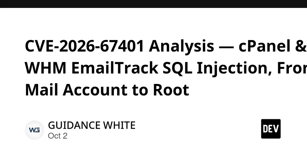 CVE-2026-67401: cPanel EmailTrack SQL Injection Leads to Root Takeover