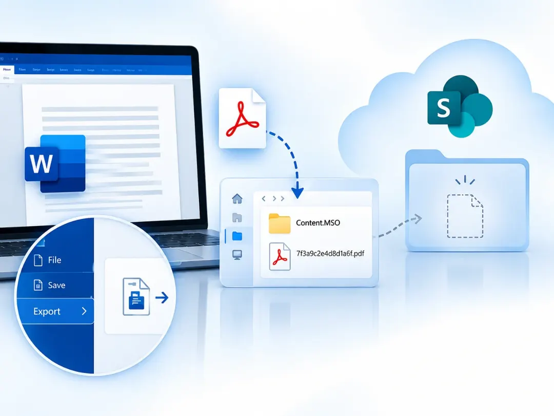 Word 2609 Saves PDFs to Hidden Cache Instead of SharePoint