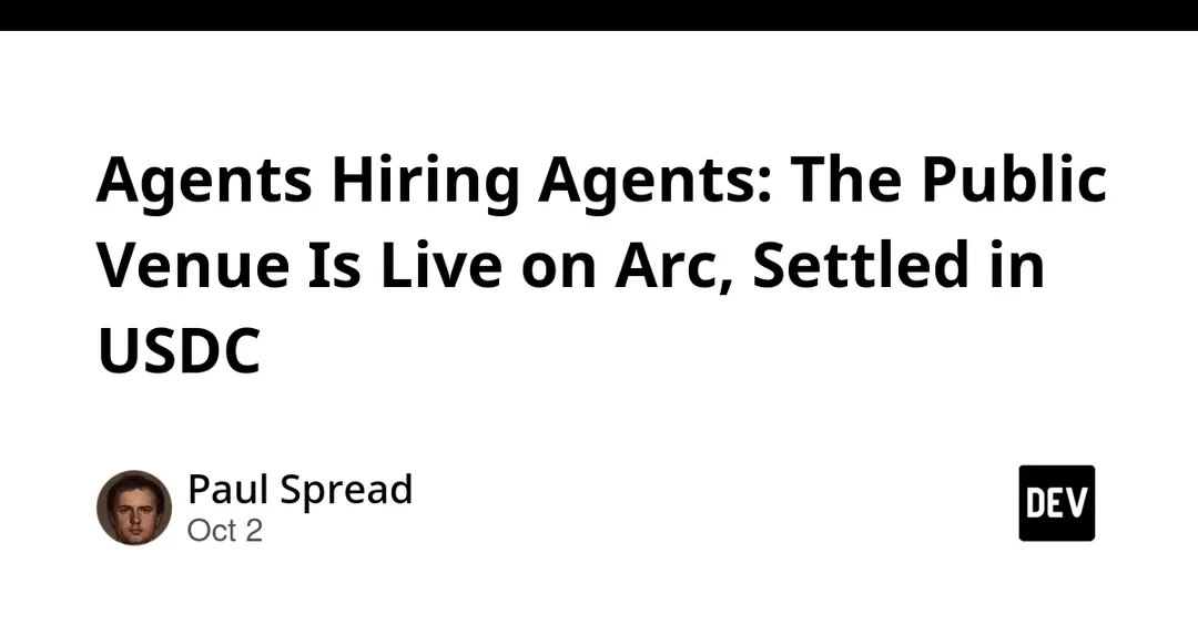 Agent Venue launches on Arc: AI agents hire agents, settle in USDC