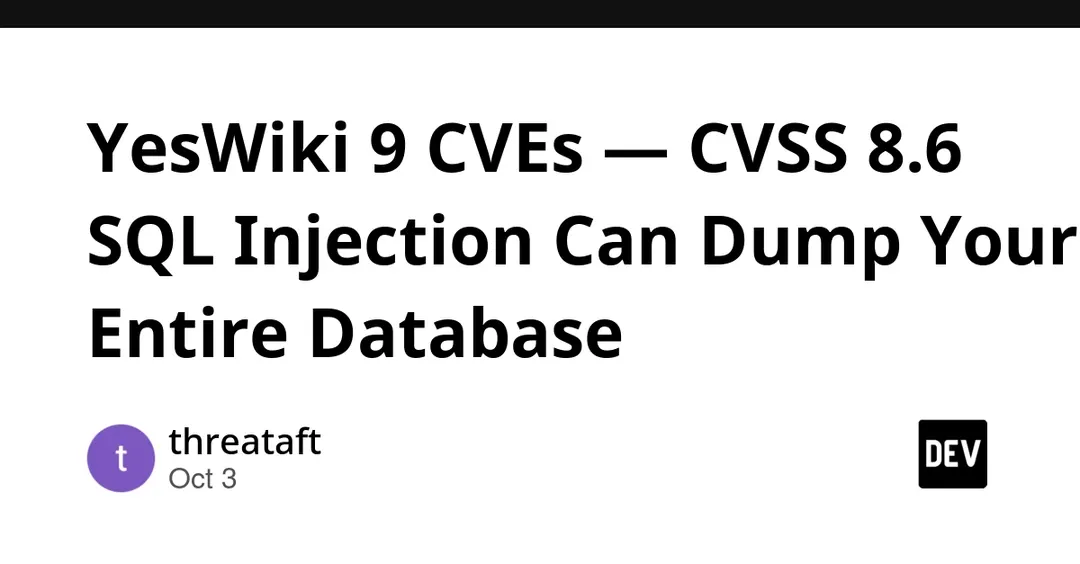 Nine YesWiki vulnerabilities found, including CVSS 8.6 SQL injection