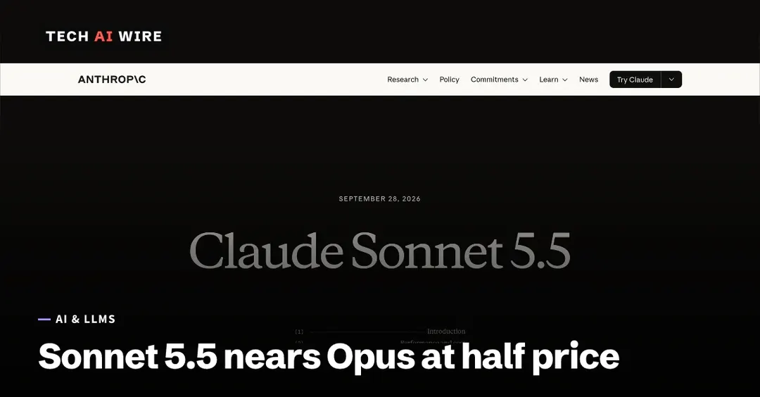 Anthropic's Claude Sonnet 5.5 nears Opus 5.5 at half the price