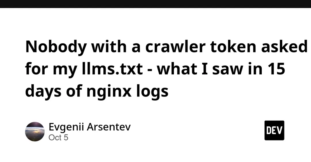 No AI crawler requested llms.txt in 15 days of nginx logs