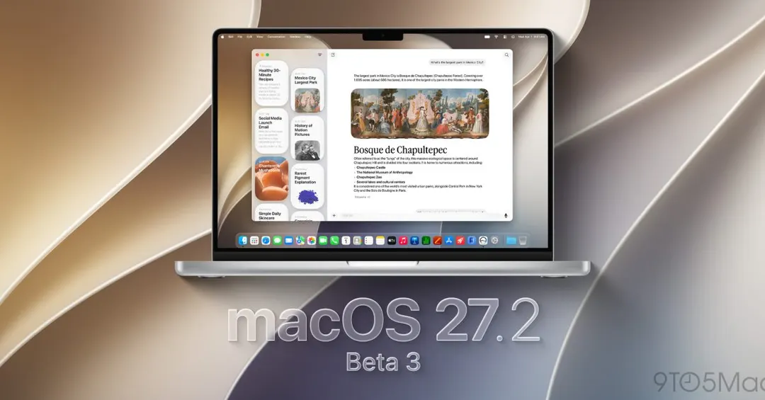 Apple releases macOS 27.2 Golden Gate beta 3 for developers
