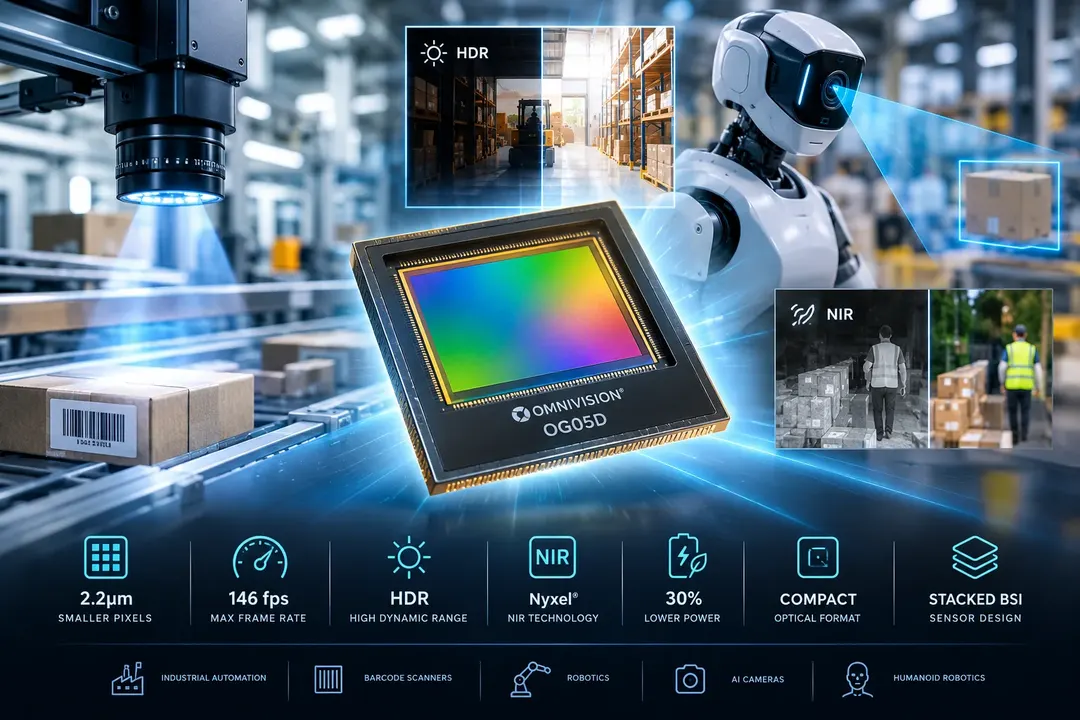 OMNIVISION launches industry's first 2.2-micron global shutter HDR sensor for machine vision