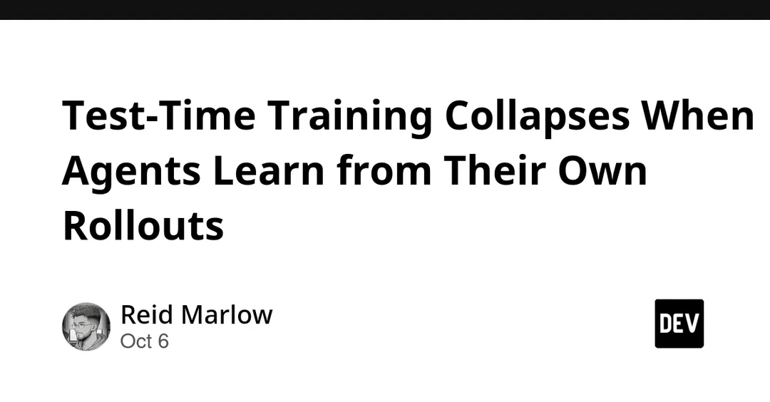 Test-Time Training Collapses When Agents Learn From Their Own Rollouts