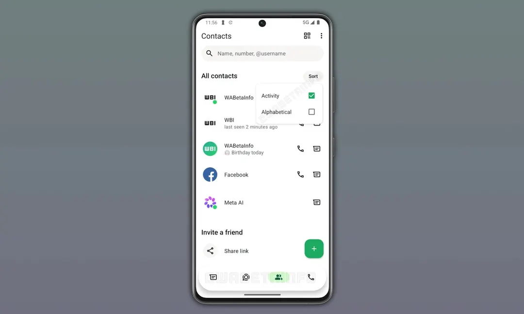 WhatsApp for Android tests a dedicated Contacts tab