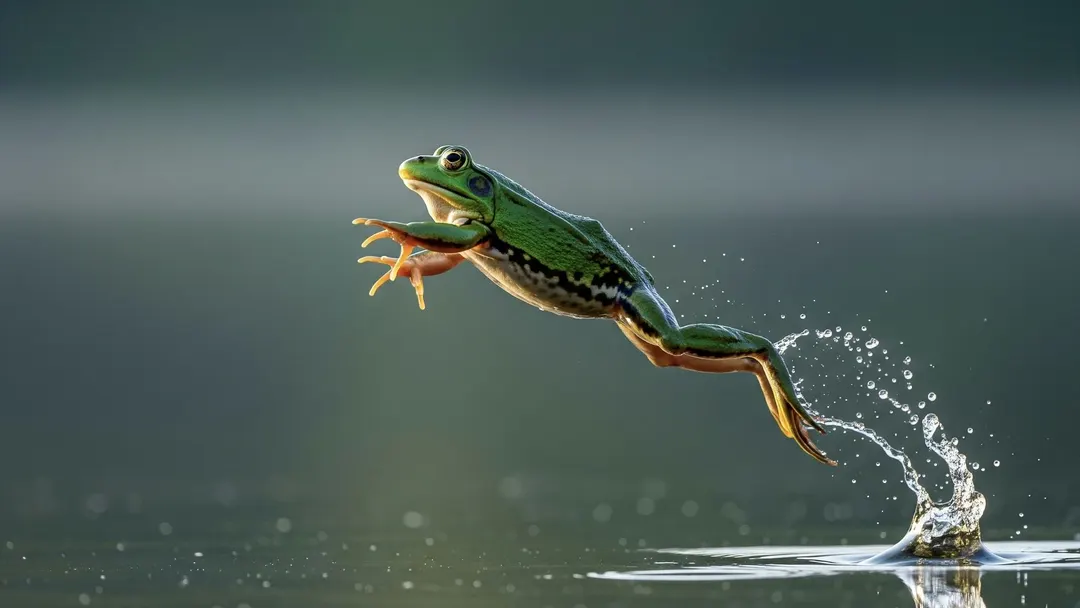 Frog-like robot hops and swims using snapping elastic rods