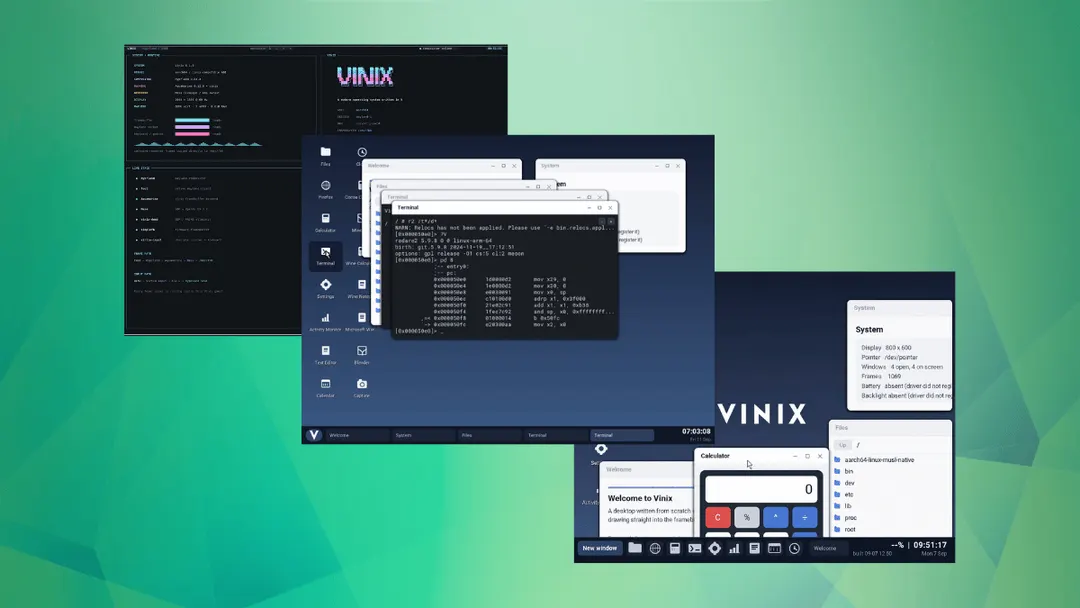 Vinix isn't Linux, but it runs Docker, QEMU and games on M1