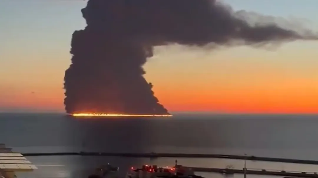 Ukrainian Sea Drones Set Tanker Ablaze Off Sochi