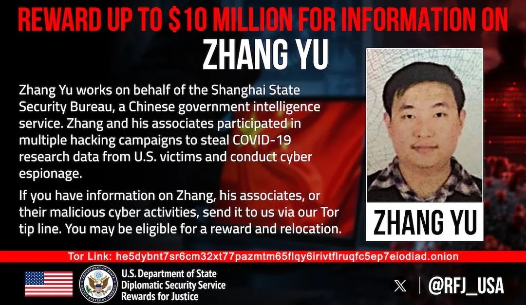 US offers $10 million reward for accused Chinese 'Hafnium' hacker
