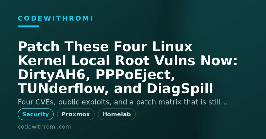 Four Linux kernel local root flaws disclosed: DirtyAH6, PPPoEject, TUNderflow, DiagSpill