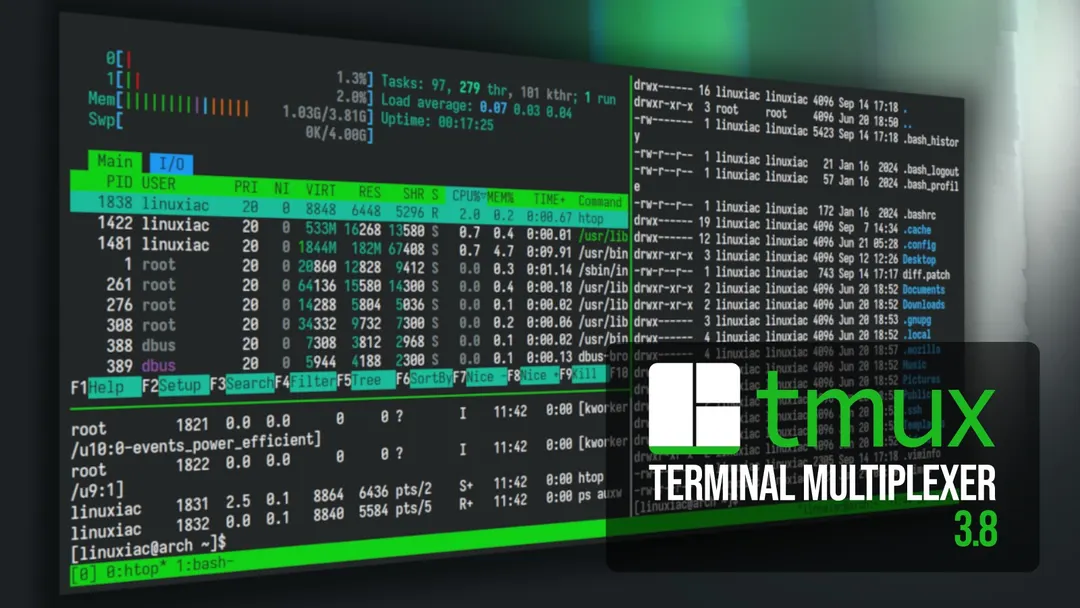 Tmux 3.8 brings floating pane improvements and built-in themes