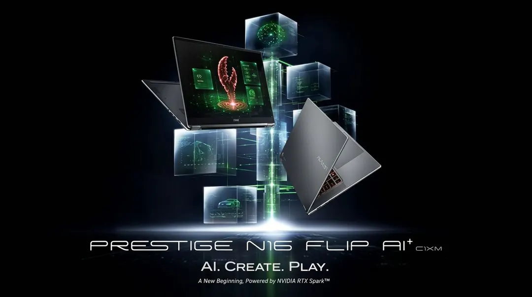 MSI unveils Prestige N16 Flip AI+ convertible with Nvidia RTX Spark