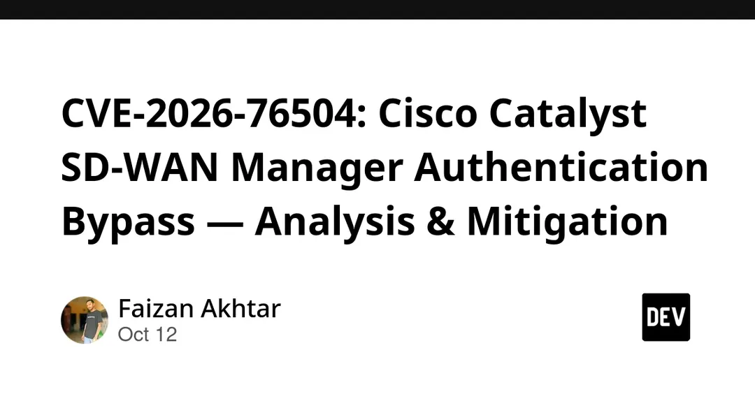 CVE-2026-76504: Cisco Catalyst SD-WAN Manager auth bypass