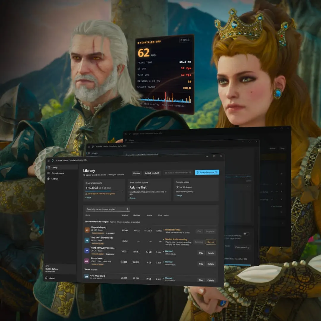 SCSKiller app removes shader compilation stutter in games, especially on Nvidia GPUs