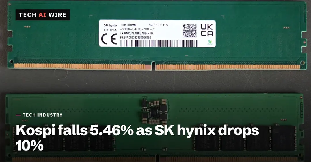 Kospi drops 5.46% as SK hynix falls 10% on chip fears