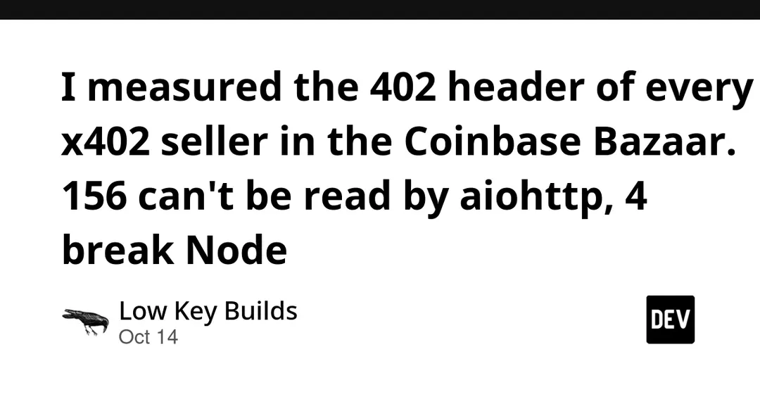 x402 audit: 156 Bazaar sellers send PAYMENT-REQUIRED headers aiohttp can't read