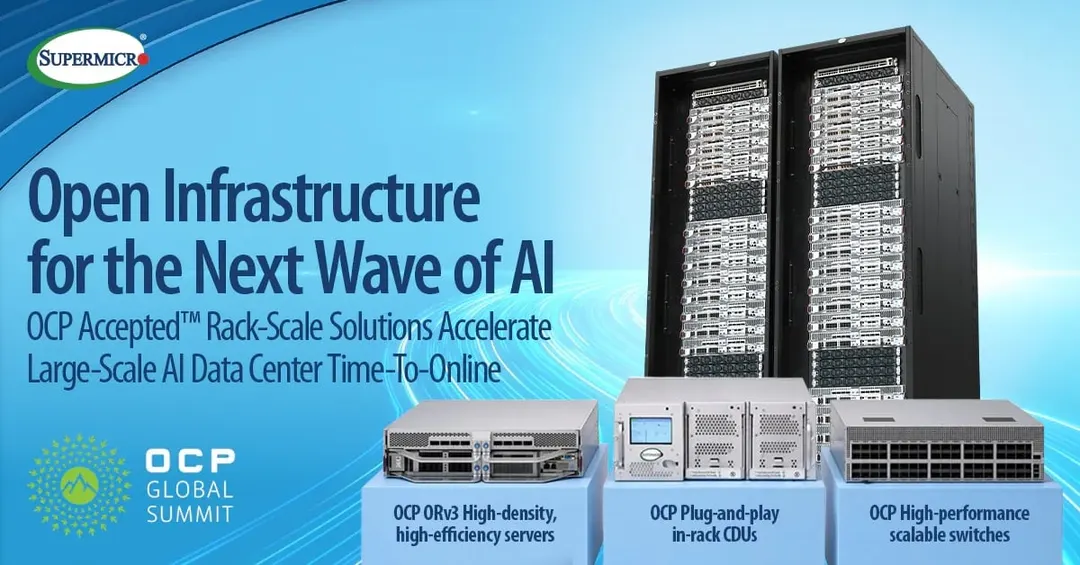 Supermicro expands OCP portfolio with 48V ORv3 racks, 250 kW in-rack CDU and 102.4 Tbps CPO switch