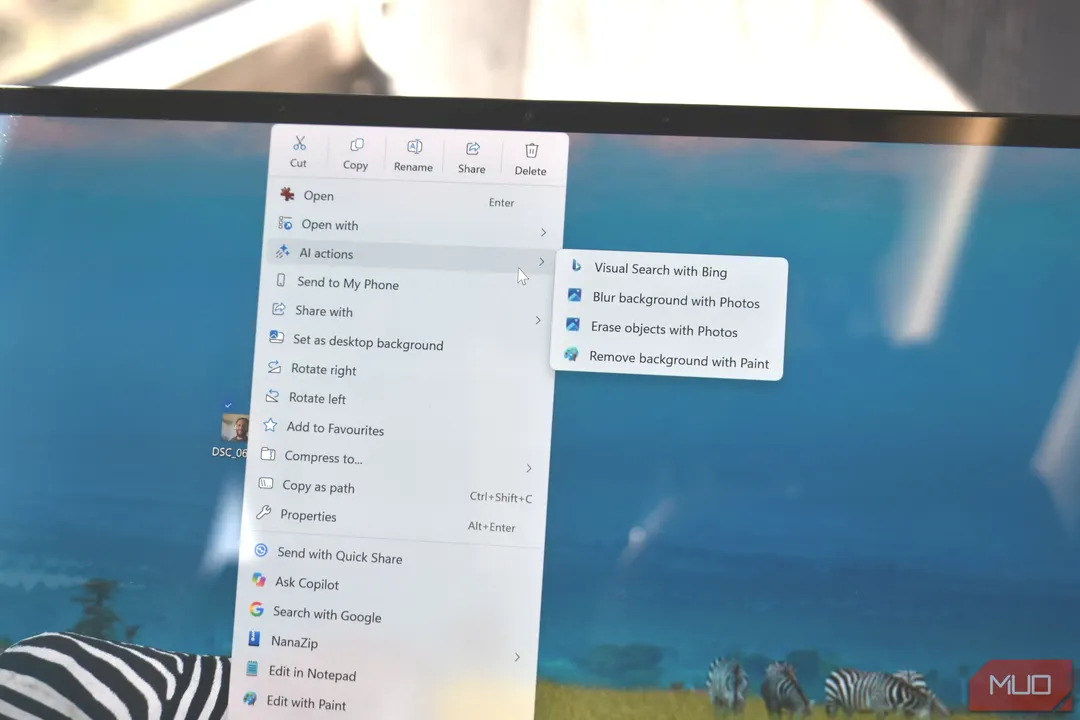 Windows 11 right-click menu now includes AI actions