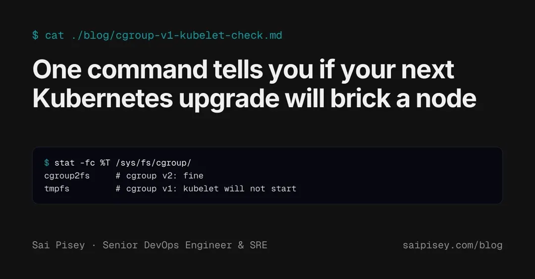 Kubernetes 1.35: kubelet won't start on cgroup v1 nodes