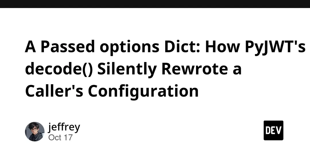 PyJWT regression: decode() mutates caller's options dict and bypasses claims checks