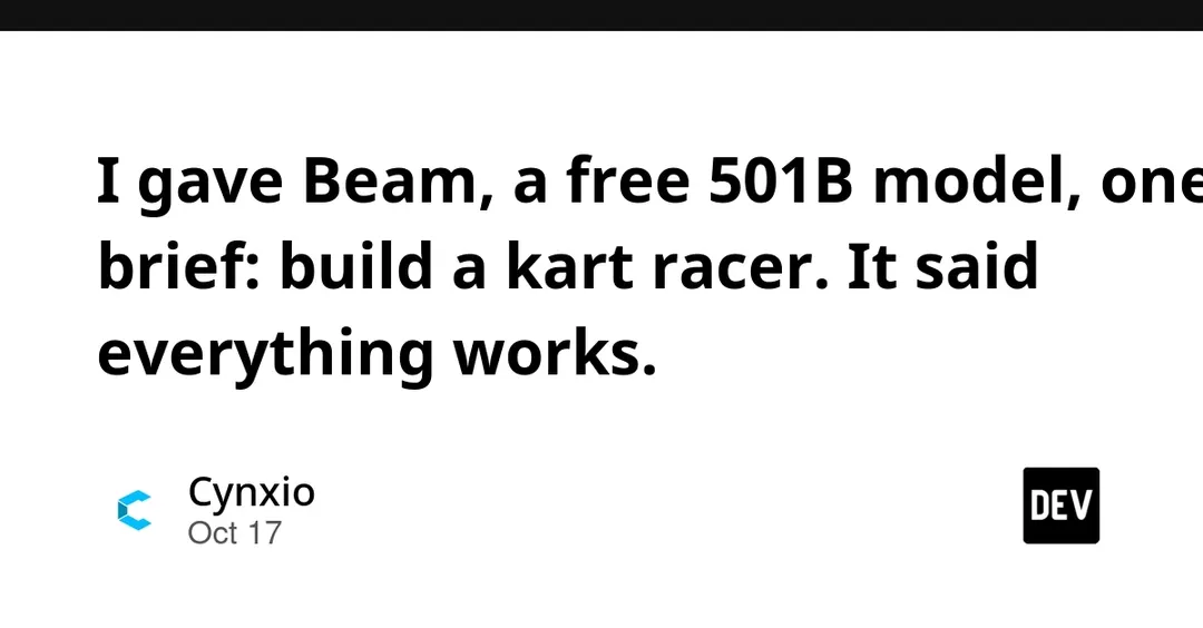 Test: Reflection's free 501B Beam model built a kart racer in under 4 minutes