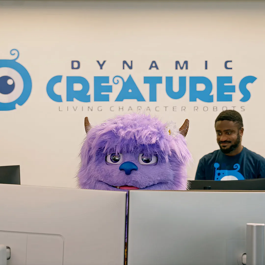 Dynamic Creatures unveils Hugo, a furry purple robot for theme parks