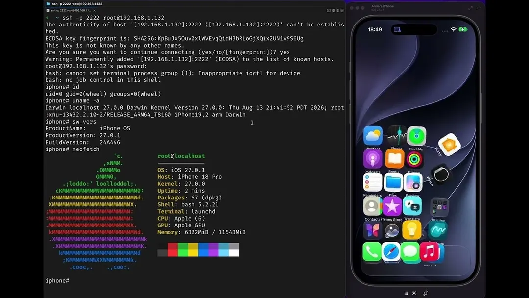 Calif demos untethered iOS 27.0.1 jailbreak on iPhone 18 Pro