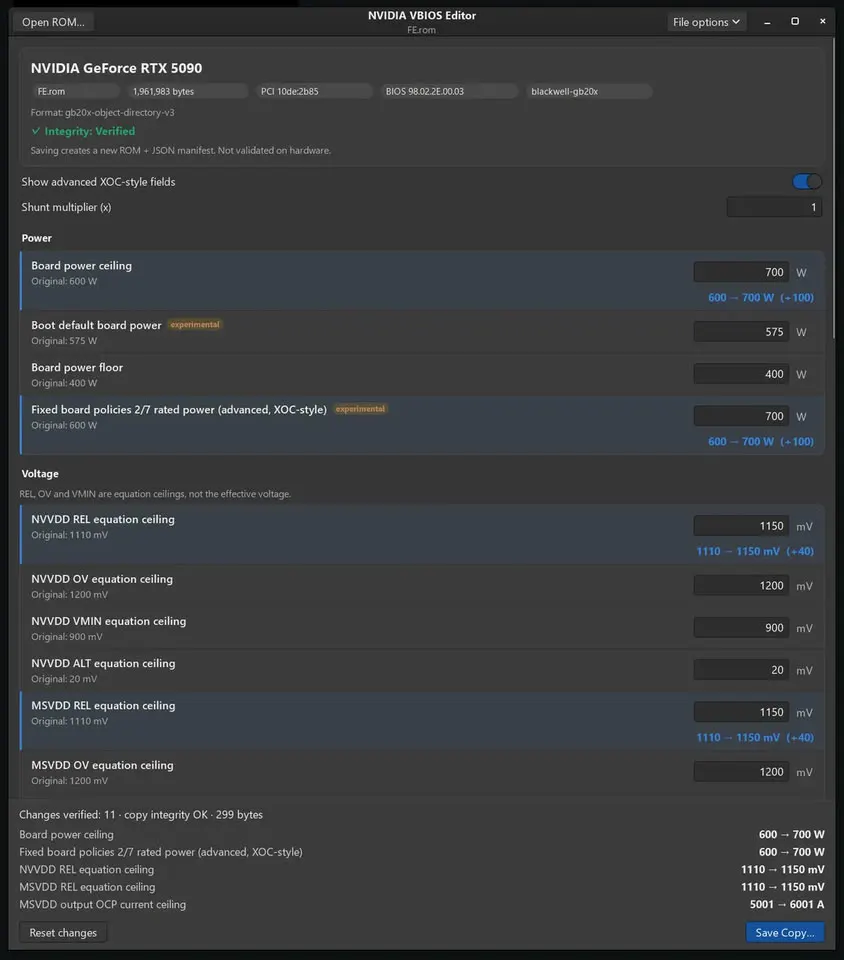 Panchovix tools load modified VBIOS on RTX GPUs without flashing