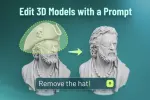 Meshy Edit changes one part of a 3D model from a text prompt and sends it to the slicer