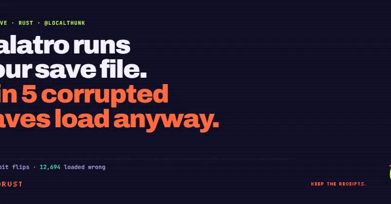 Balatro save files are executable Lua code with no checksums