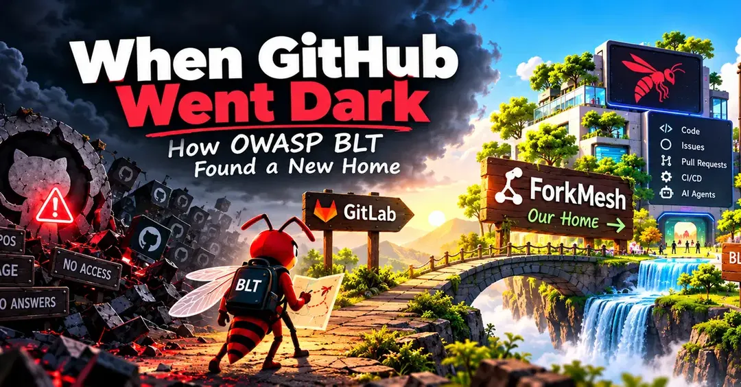 OWASP BLT lost 50+ GitHub repos and moved to its own ForkMesh forge