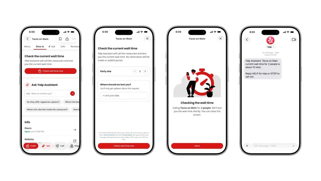 Yelp adds AI agent that calls restaurants to check wait times
