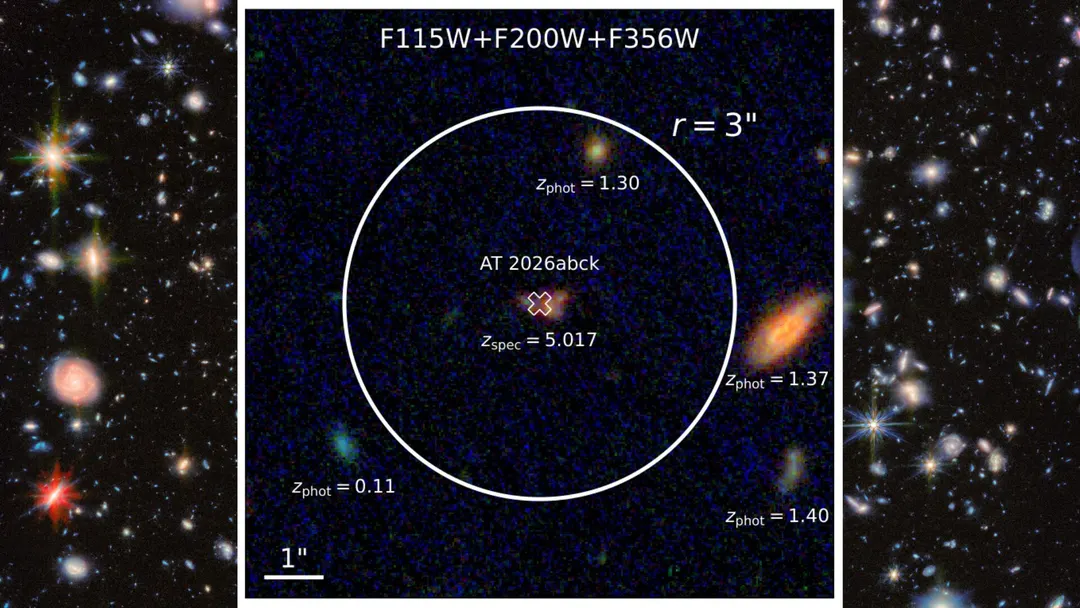 JWST spots one of the most distant supernovas, AT 2026abck