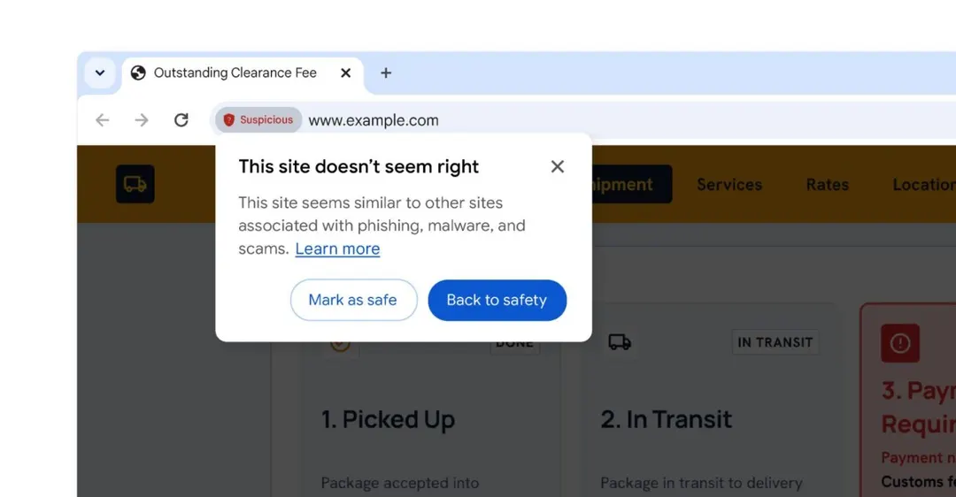 Chrome adds two-stage warning for suspicious sites