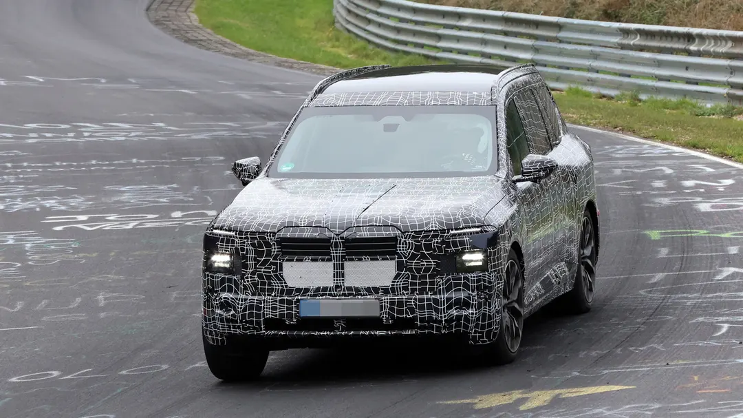 Electric BMW iX7 spied testing at the Nürburgring