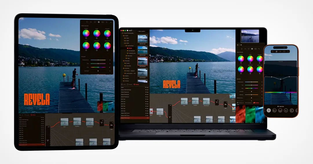 Pearla Revela edits RAW photos and videos with one node graph on Mac