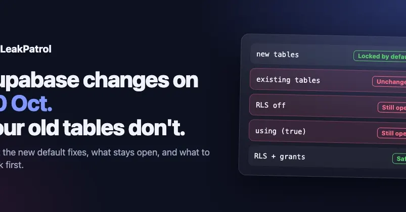 Supabase stops auto-exposing new tables to the Data API on October 30