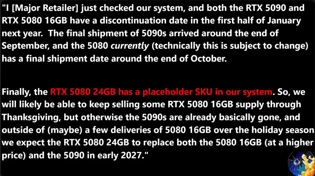 Leaker: NVIDIA Sets January 2027 Discontinuation Dates for RTX 5090 and RTX 5080 16 GB