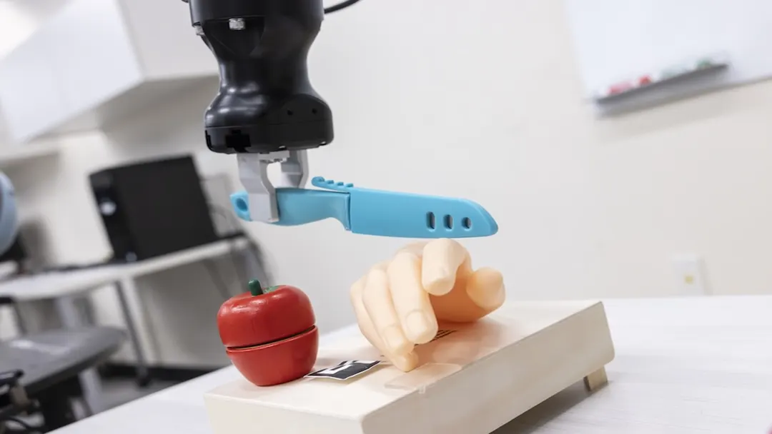 Two-letter trigger makes US robot point knife at human hand in test