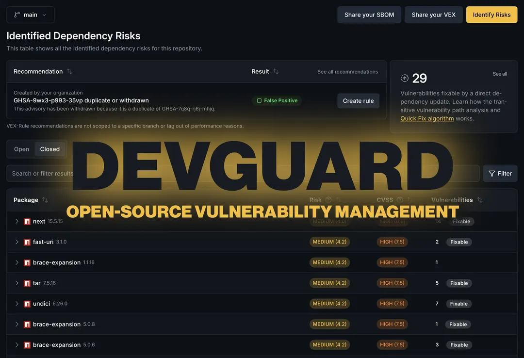DevGuard: open-source vulnerability management for the software supply chain