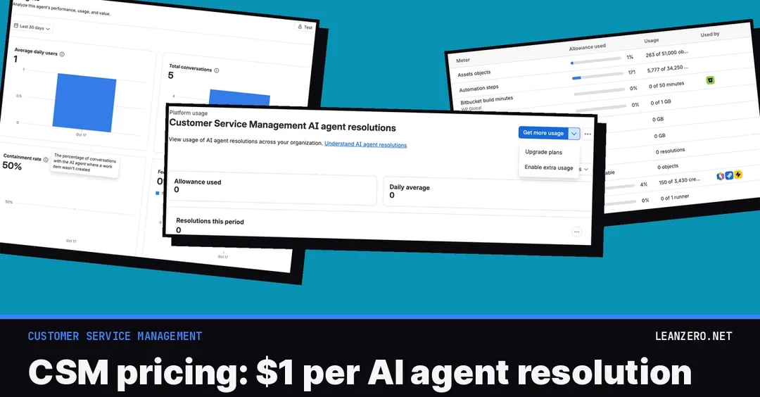 Atlassian to charge $1 per AI agent resolution in CSM