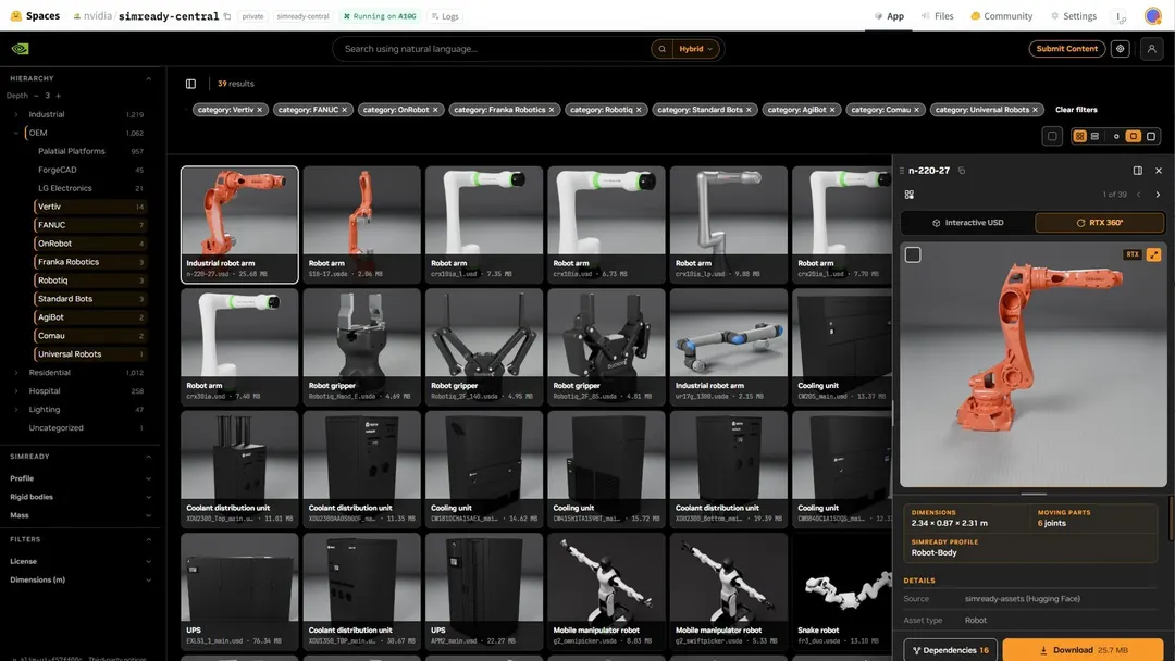 NVIDIA opens SimReady Central, a free library of 3D simulation assets